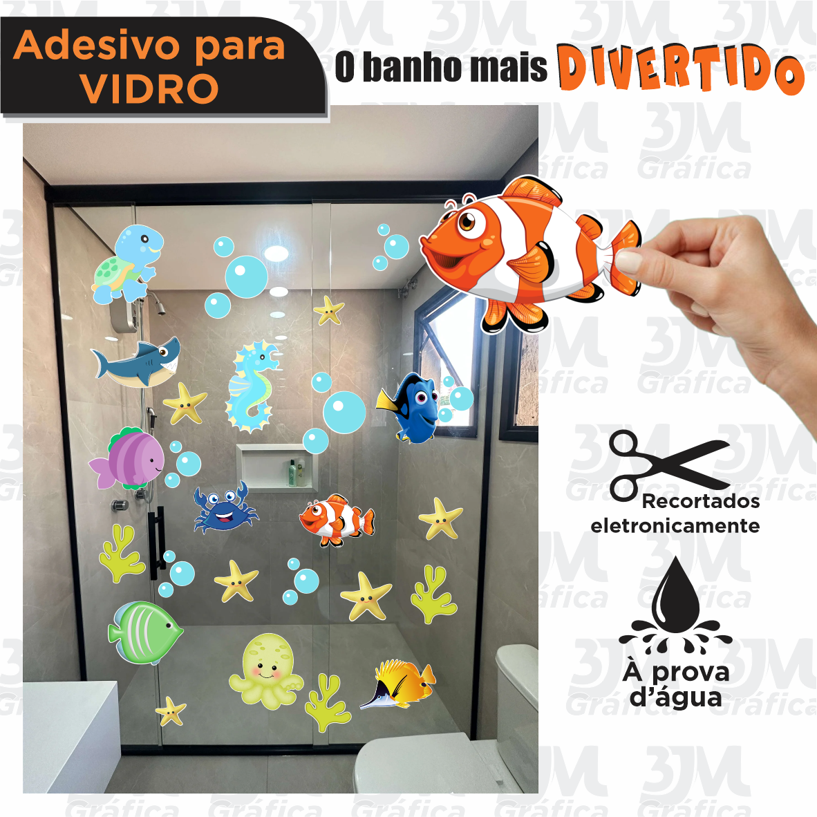 Kit fundo do mar Adesivo vinil Recorte especial 26 elementos