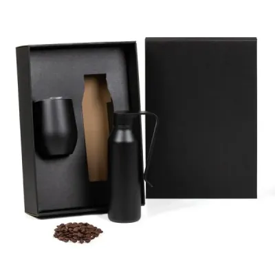 Kit Garrafa e Copo Termico Preto 2 Pcs