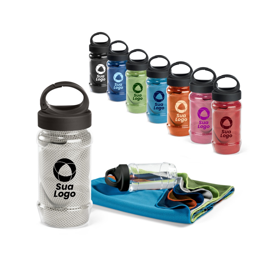 Kit Garrafa Plástica Personalizada 440 ml e Toalha