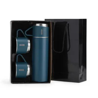 Kit Garrafa Térmica Azul, na cor azul