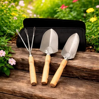Kit Jardinagem 3 Pecas em Aco Inox