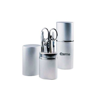 Kit Manicure Personalizado Com 5 Pecas em Uma Linda Embalagem de Metal Brilhante e Fosco e o Brinde