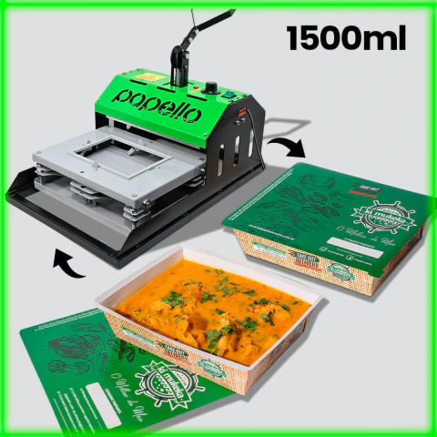 Kit Marmita Personalizada Com Seladora Delivery 1500ml (220v)