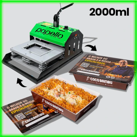 Kit Marmita Personalizada Com Seladora Delivery 2000ml (110v)