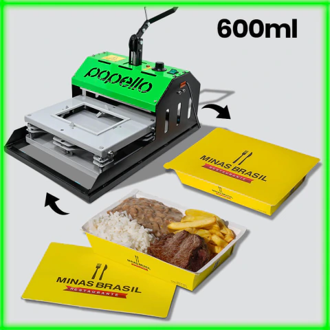 Kit Marmita Personalizada Com Seladora Delivery 600ml (110V)