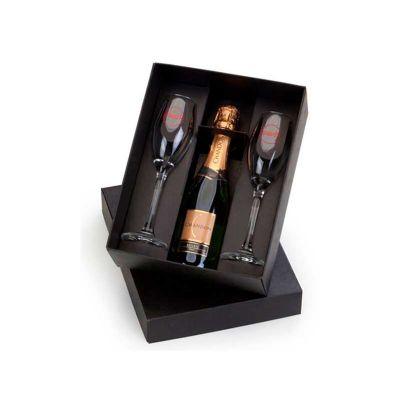 Kit Mini Champagne Personalizado Com Duas Tacas Elegante e Charmoso Acompanha 1 Espumante Chandon