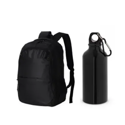 Kit mochila e garrafa (preta)