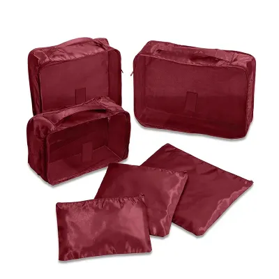 Kit necessaire com 6 peças confeccionadas em nylon