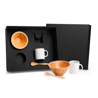 Kit Para Cafe da Manha em Bambu 6 Pecas