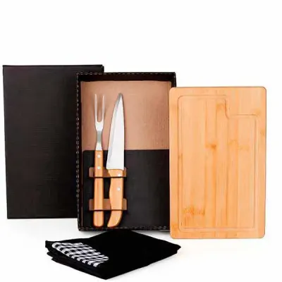 Kit Para Churrasco Com Avental 4 Pçs