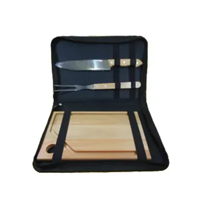 Kit Para Churrasco Com Tabua Faca e Garfo