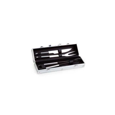 Kit Para Churrasco Personalizado Com 3 Pecas em Aco Inox Conjunto e Composto Por Maleta 1 Faca