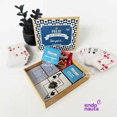 Kit para Dia dos Pais com Caixa, Chocolate Talento e Baralho