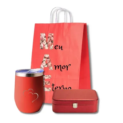 Kit Para Presente Sacola Copo e Porta Joias