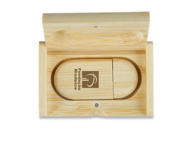 Kit Pen Drive Bambu Estojo