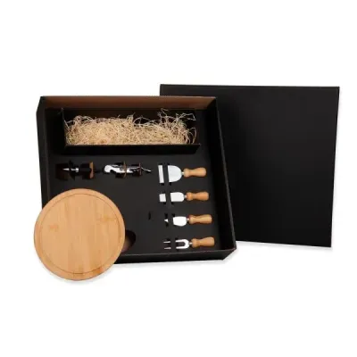 Kit Personalizado Para Queijo e Vinho Com Tabua