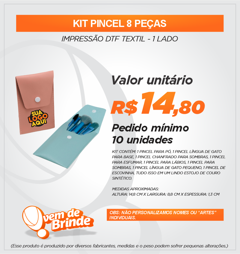 Kit Pincel 8 Peças