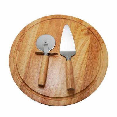 Kit pizza 2 peças com tábua de madeira. Espátula e cortador de pizza com cabos de madeira, tábua ...