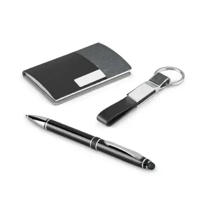 Kit Porta Cartoes Com Chaveiro e Caneta