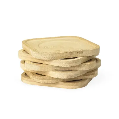 Kit Porta Copos Bambu Com 6 Pecas