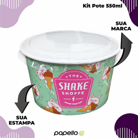 Kit Pote Personalizado com Tampa 550ml - 1000 unidades