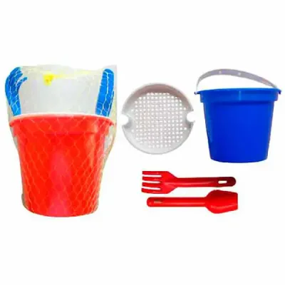 Kit Praia Com Balde Peneira Rastelo e pa