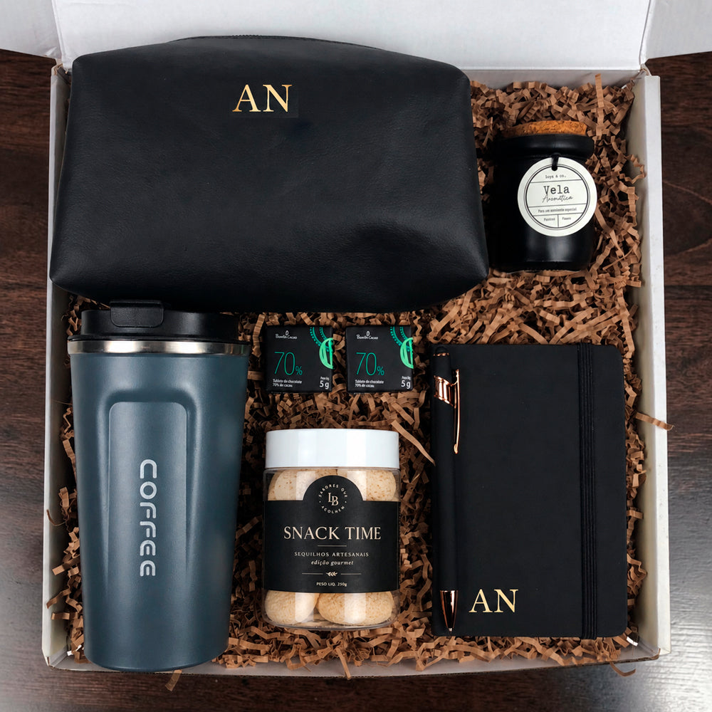 Kit Presente Caderneta e Necessaire Personalizada e Copo Termico