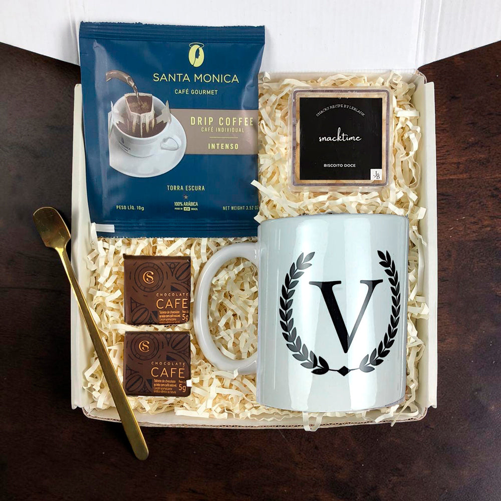 Kit Presente Café com Snack e Caneca Personalizada