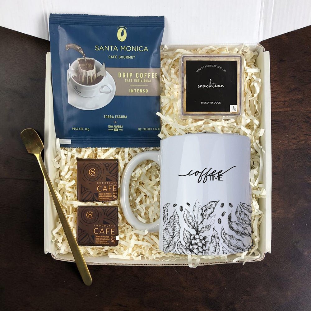 Kit Presente Corporativo Cafe com Snack e Caneca Personalizada