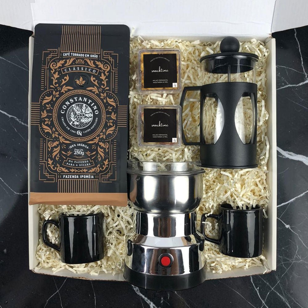 Kit Presente Corporativo Cafe em Graos com Moedor Eletrico