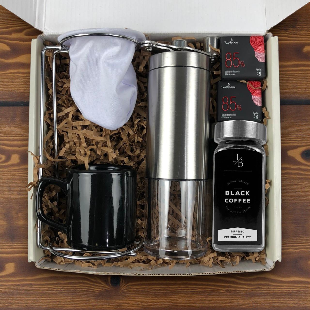 Kit Presente Corporativo Cafe Individual em Graos com Moedor
