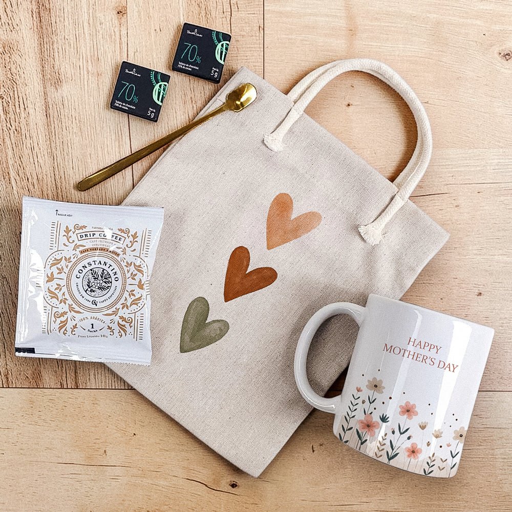 Kit Presente Corporativo Caneca com Drip Coffee com Bag de Linho