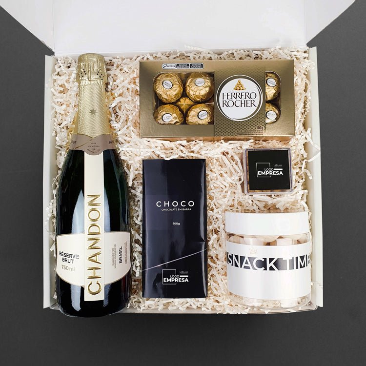 Kit Presente Corporativo Chandon e Chocolate Personalizado