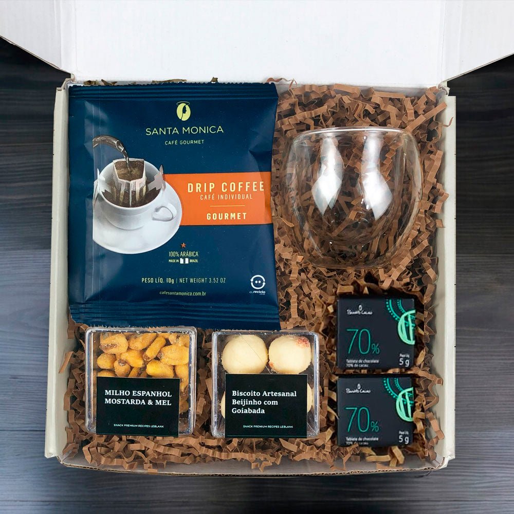 Kit Presente Corporativo Drip Coffee com Copo de Vidro