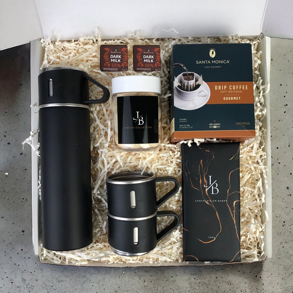 Kit Presente Corporativo Garrafa Termica e Drip Coffee Santa Monica
