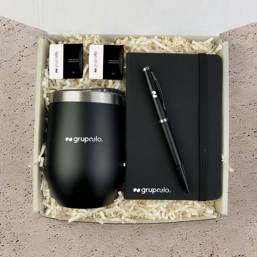 Kit Presente Corporativo Grupo Elo Caderno e Copo Termico