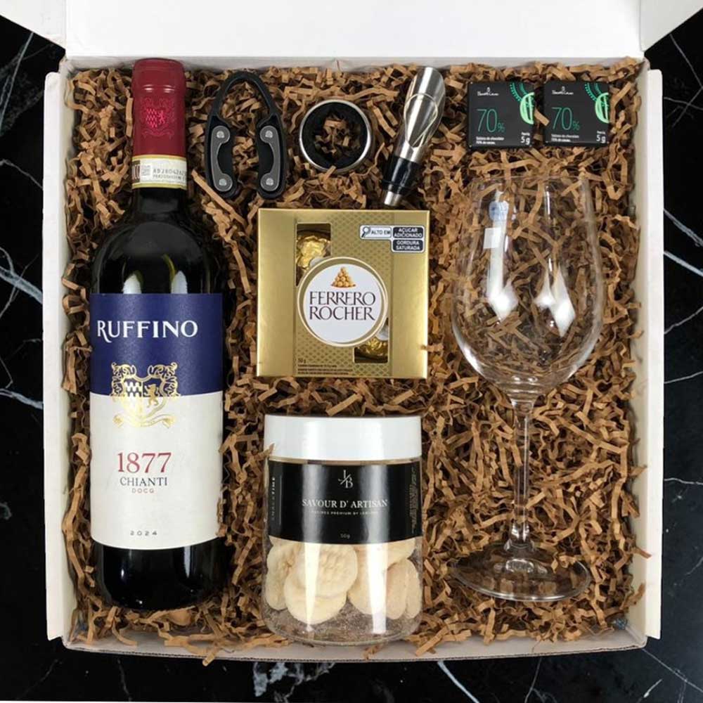 Kit Presente Corporativo Kit Presente Ruffino com Taca de Vidro
