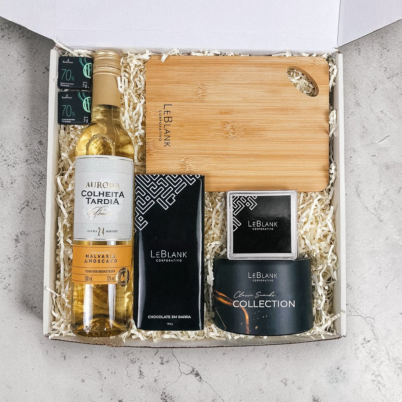 Kit Presente Corporativo Vinho Branco e Chocolate