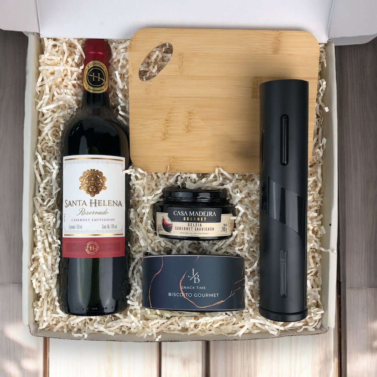 Kit Presente Corporativo Vinho Gourmet com Abridor Eletrico