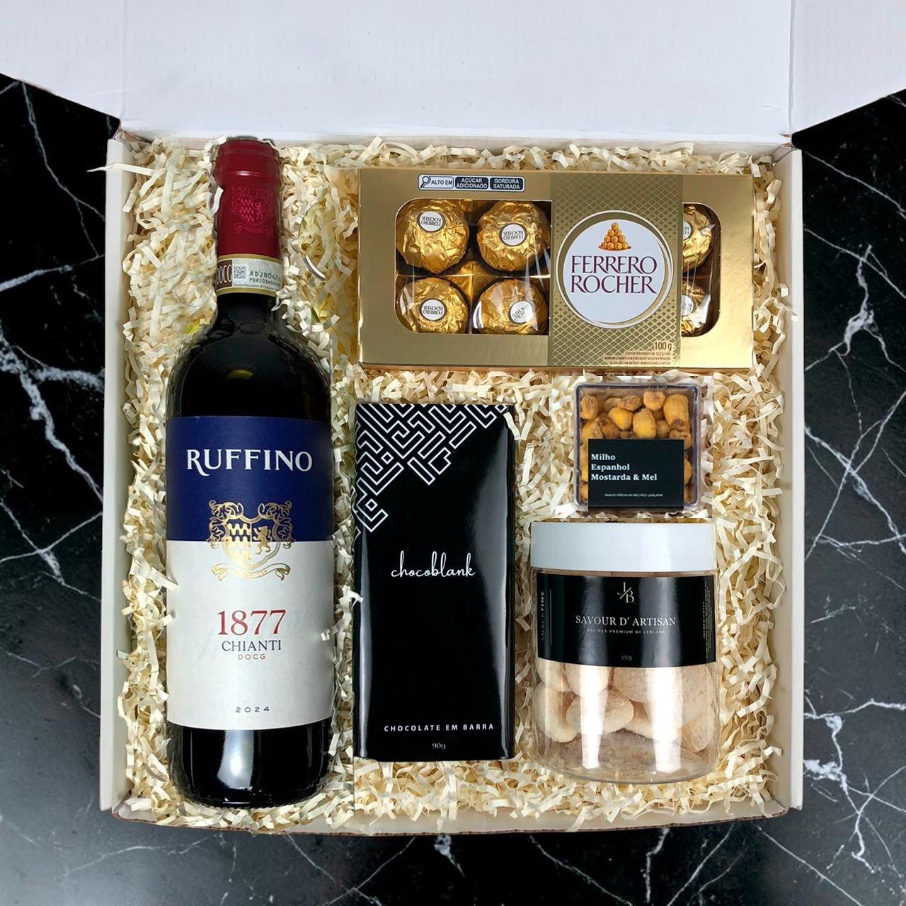Kit Presente Corporativo Vinho Ruffino e Chocolate
