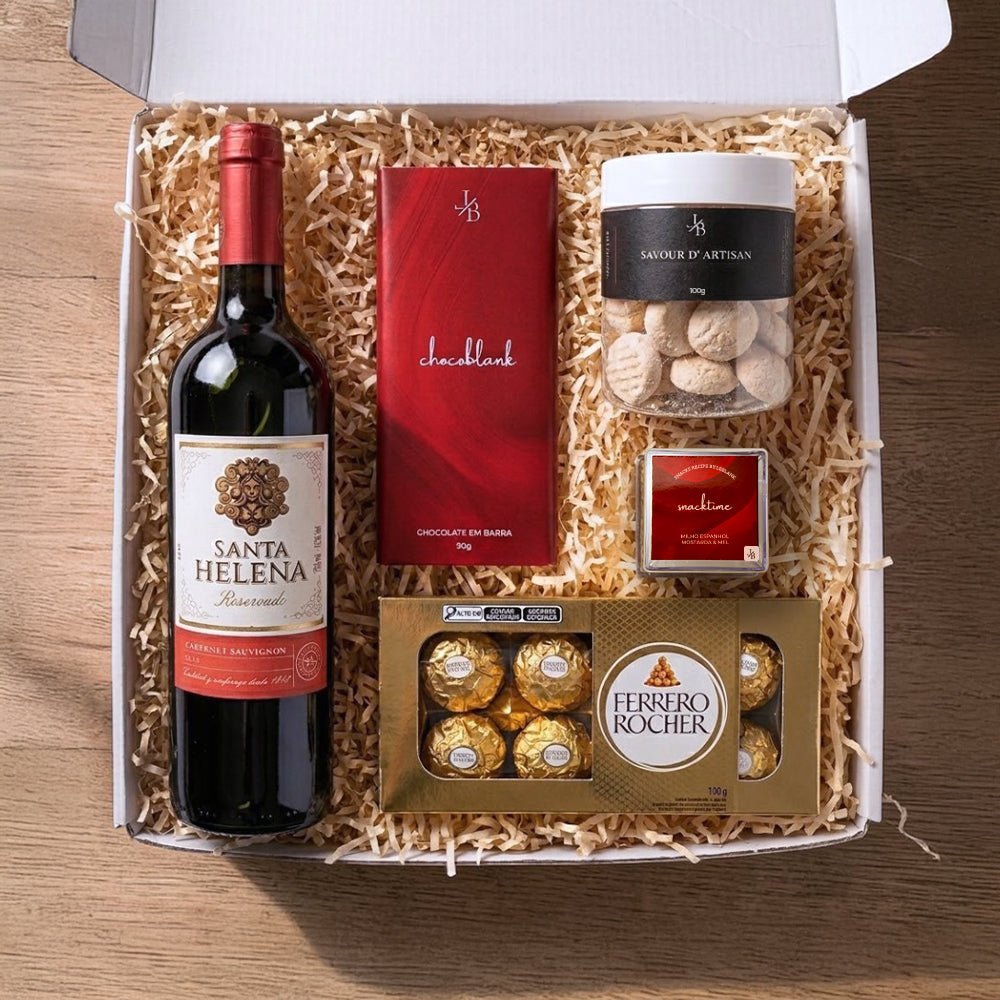 Kit Presente Corporativo Vinho Santa Helena Cabernet Sauvignon e Chocolate