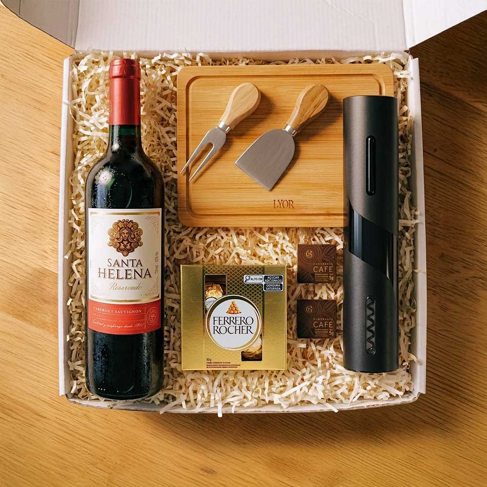 Kit Presente Vinho com Abridor Elétrico