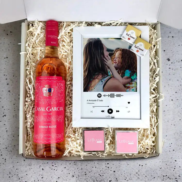 Kit Presente Vinho com Quadro Spotify