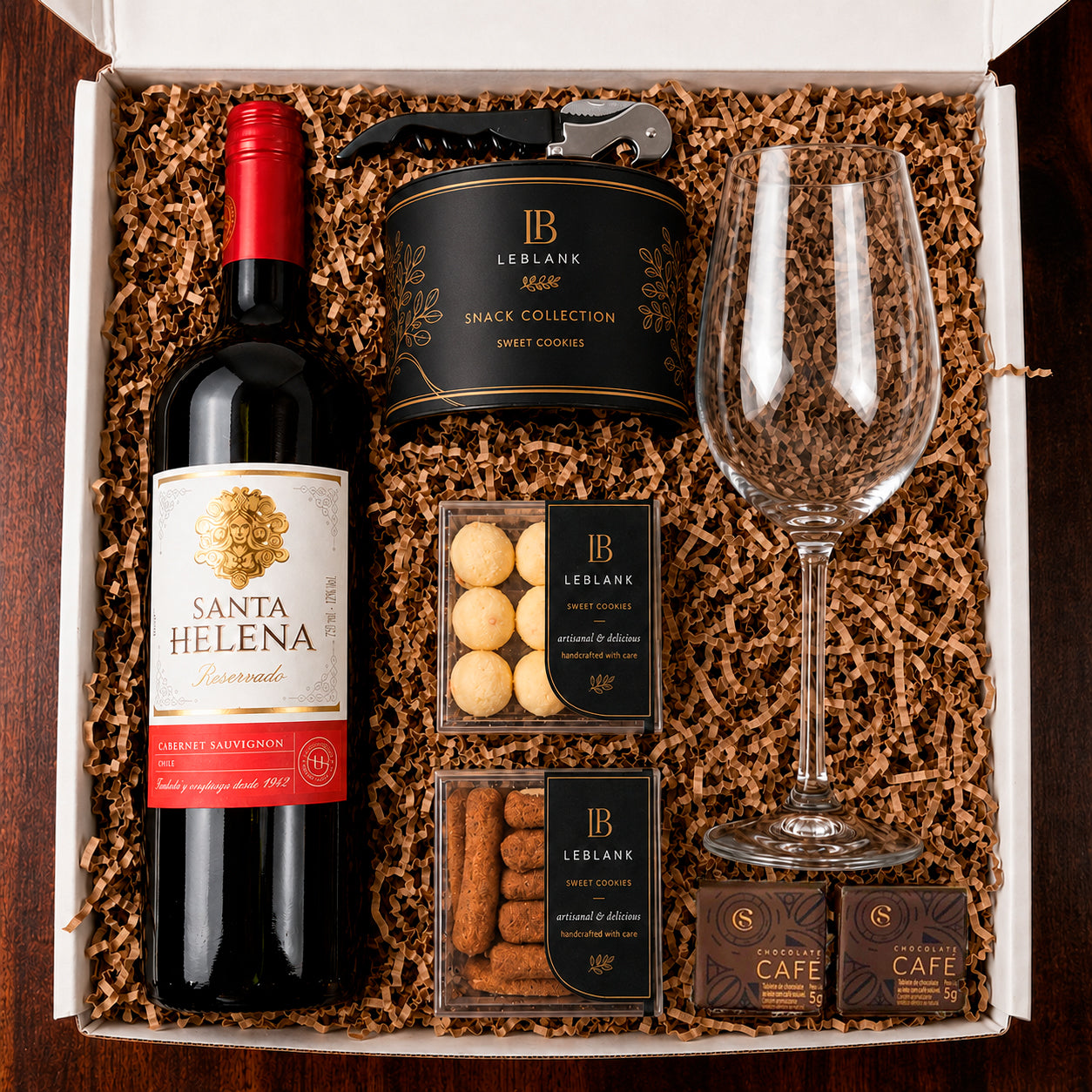 Kit Presente Vinho Santa Helena Gourmet com Taça de Vidro