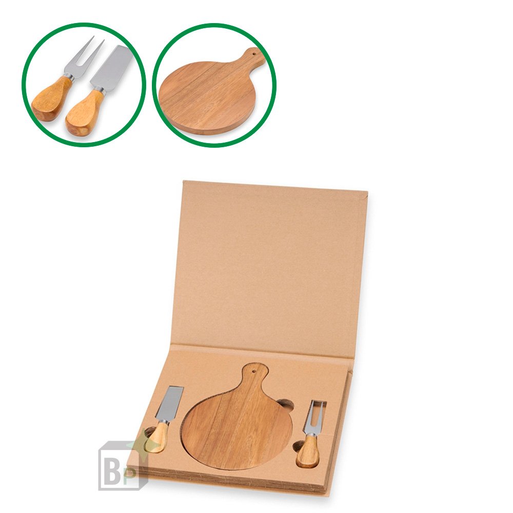 Kit Queijo 2 Peças + Tábua Redonda Personalizado
