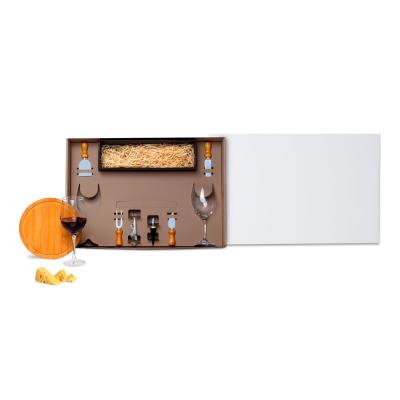 Kit Queijo e Vinho Com Espaco Para Garrafa 9 Pcs