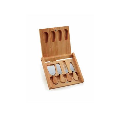 Kit Queijo Personalizado Com 5 Pecas Leve em Estojo de Madeira Com Personalizacao da Logomarca em l