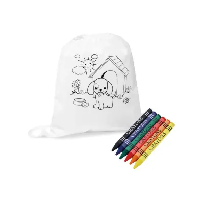 Kit Sacola Mochila e Giz Para Colorir