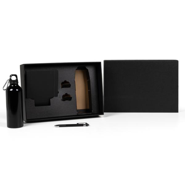 KIT SQUEEZE, CADERNETA E CANETA - PRETO - 3 PÇS