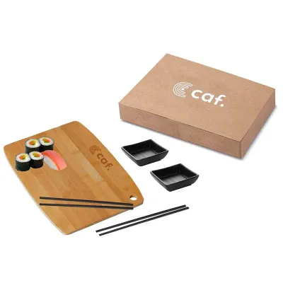 Kit Sushi Personalizado Com Tabua de Bambu